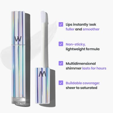 Wonderskin Lip Gloss Blading Top Gloss, Clear Glitter Lip Gloss, Hydrating and High Shine Finish Lip Makeup (Clear Shine) - Image 3