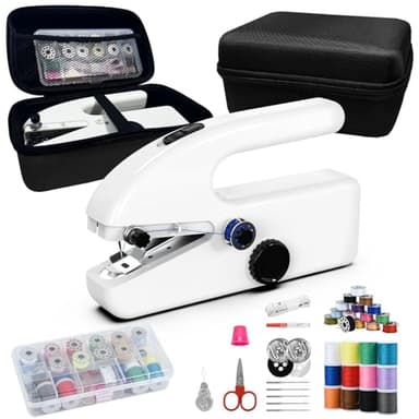Unique sewing experience: Handheld sewing machine with storage box, portable package,mini sewing machine for travel, including various accessories and tools - Image 1