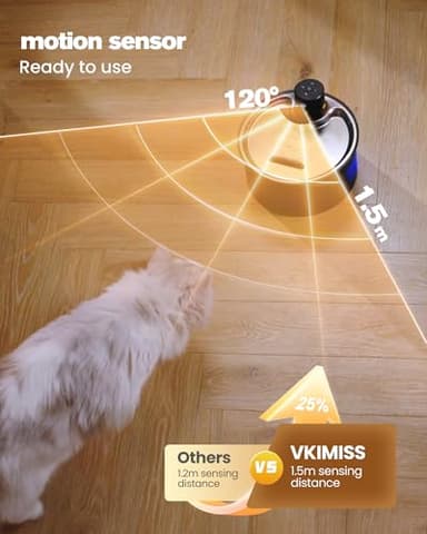 Battery Operated Cat Water Fountain: Wireless Pet Fountain with Filter - 108oz/3.2L Cordless Cat Dispenser with Motion Sensor Rechargeable Automatic Drinking Fountains for Cats Indoor - Plastic Model - Image 5