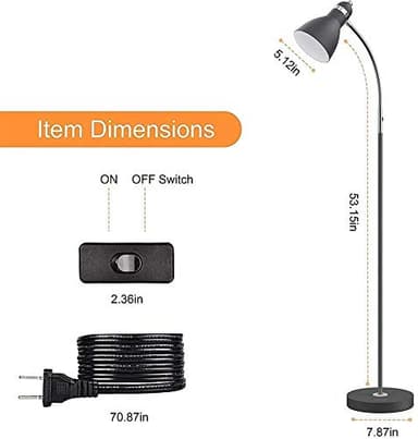 LEPOWER Floor Lamp, Metal Standing Lamp with Adjustable Gooseneck, Heavy Metal Base, Reading Pole Lamp for Office, Black Floor Lamps for Bedroom, Living Room - Image 7