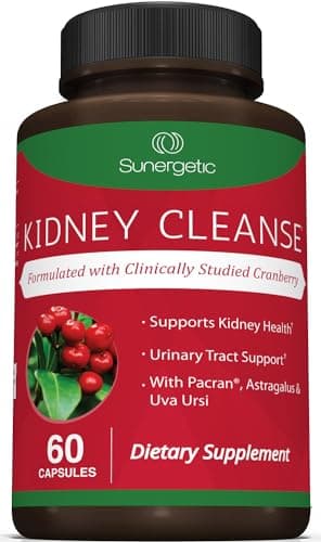 Premium Kidney Cleanse Supplement – Powerful Kidney Support Formula with Cranberry Extract Helps Support Healthy Kidneys & Urinary Tract Support– 60 Vegetarian Capsules - Image 1