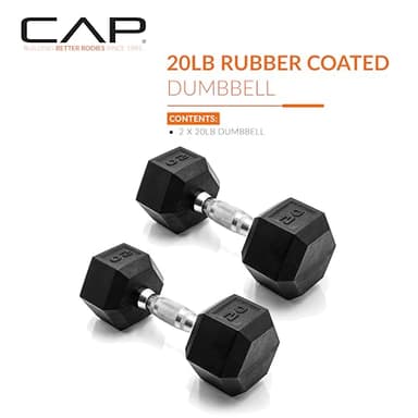CAP Barbell 20 LB Pair Coated Hex Dumbbell Weight - Image 2