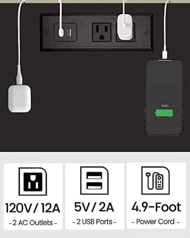 TUTOTAK End Table with Charging Station, Set of 2, Side Table with USB Ports and Outlets, Nightstand, 2-Tier Storage Shelf, Sofa Table for Small Space, Living Room, Bed Room TB01BK041 - Image 6