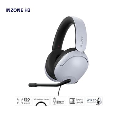 Sony INZONE H3 Wired Gaming Headphones With Mic, PS5 Headphones, Over-Ear, Personalized 360 Spatial Sound, Discord Certified MDR-G300 (White) - Image 15
