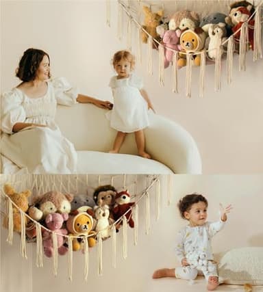 Stuffed Animal Storage Hammock Net - Toy Hammock Net for Stuffed Animals Corner - Hanging Stuff Animal Organizer Holder Large Size Baby Nursery Room Decor - Image 3