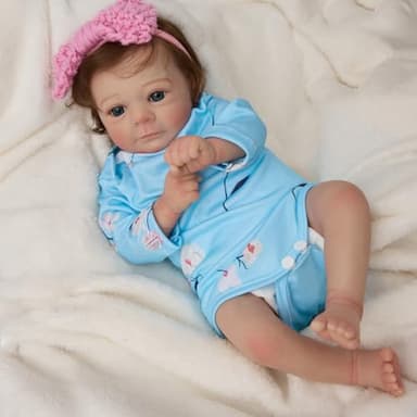 MYREBABY 17" Realistic and Cute Eyes Opened Reborn Newborn Doll Girl Named Sum with Blue Eyes, Lifelike Baby Dolls That Look Real for 3+ Year Old（Get an Extra Set of Clothes） - Image 5