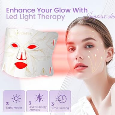 Lovsheme Red Light Therapy for Face, LED Face Mask Light Therapy, Red Light Therapy Mask for Acne, Wrinkles and Skin Rejuvenation, 320 LEDS, 3 Modes, 10-Min Auto Off, Eye Protection Included - Image 6