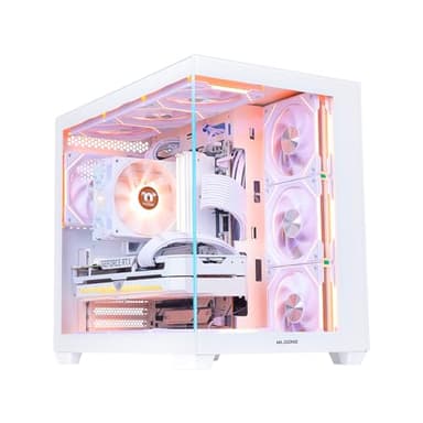 MLOONG Frozen Phantasm Gaming PC,AMD Ryzen 5 5500 4.2 GHz,GeForce RTX 4060 8GB Desktop Computer,1TB NVMe SSD,16GB DDR4 3200MHz, Air Cooled Prebuilt,600W PSU,Windows 11 Home & AI powered Gamer PC.White - Image 1