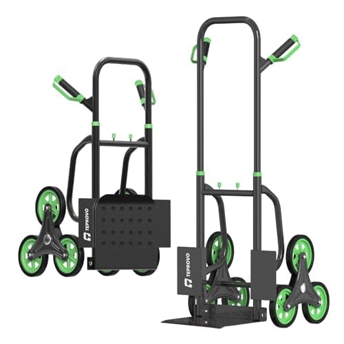 Teprovo Stair Climbing Hand Truck 440lb,Heavy Duty Dolly Cart for Stairs,Thickened Upgraded Steel Tube Folding Stair Climbing Trolley with Six Wheels and Telescoping Handle - Image 1
