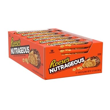 REESE'S NUTRAGEOUS Chocolate, Peanut Butter, Caramel and Peanut Candy Bars, 1.66 oz (18 Count) - Image 3