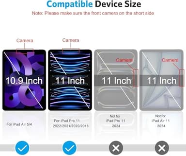 OMOTON Screen Protector for iPad Air 5th 4th Generation (Air 5/4, 10.9 Inch, 2022/2020) iPad Pro 11 Inch (2022/2021/2020/2019) Tablet - Tempered Glass, Case Friendly, Apple Pencil Compatible, 2 Pack - Image 2