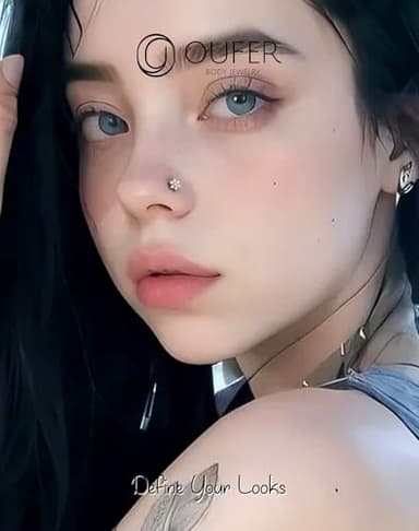 OUFER 925 Sterling Silver Nose Rings, Flower Nose Studs, Cute Nose Nostril Piercing Jewelry, Screw Shaped 20G Silver Nose Rings Studs for Women Men - Image 3