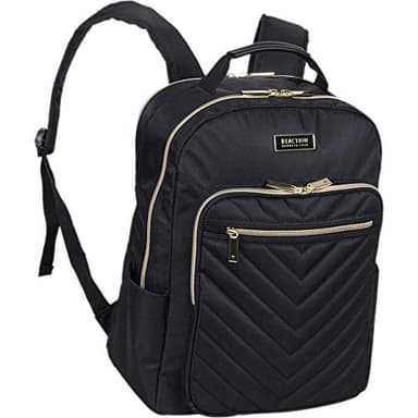 Kenneth Cole REACTION Women's Chelsea Chevron 15" Laptop and Tablet Backpack, Black - Image 1