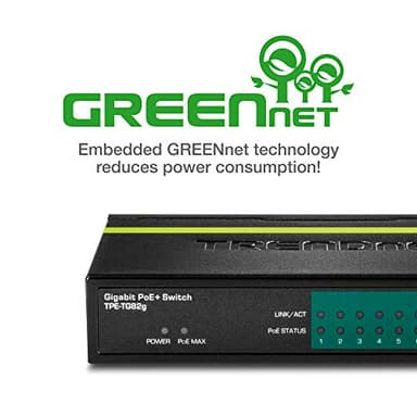 TRENDnet 8-Port PoE Switch, TPE-S44, Ethernet Splitter, 30W Power Budget, 1.6 Gbps Switching Capacity, 10/100Mbps, NDAA & TAA Compliant, Lifetime Manufacturer Protection - Image 5