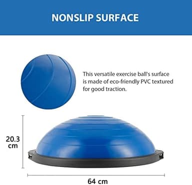 ZELUS 25in. Balance Ball | 660lb Inflatable Half Exercise Ball Wobble Board Balance Trainer w Nonslip Base | Half Yoga Ball Strength Training Equipment w 2 Bands, Pump, Extra Ball Included - Image 5