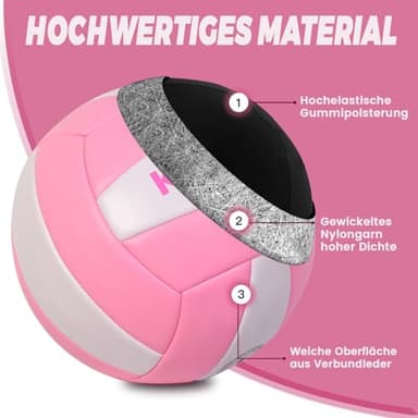 KUYOTQ Pink Outdoor Volleyball Official Size 5 Thickened Surface Soft Leather in&Outdoor Volleyball for Youth Adults,Beach Play,Game,Training(Deflated) - Image 6