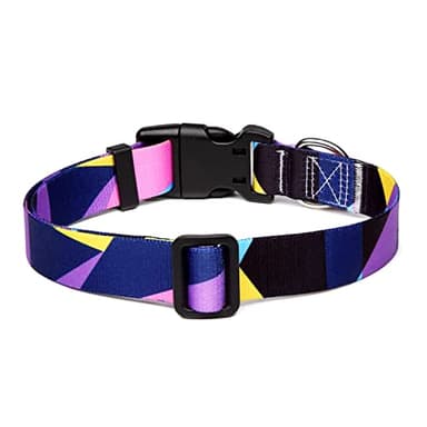 Suredoo Adjustable Dog Collar with Patterns, Ultra Comfy Soft Nylon Breathable Pet Collar for Small Medium Large Dogs (L, Purple Geometry) - Image 2