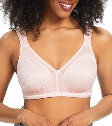 HACI Women's Minimizer Bra Full Coverage Non Padded Wirefree Plus Size for Large Bust Support Seamless(44B, Pink) - Image 3