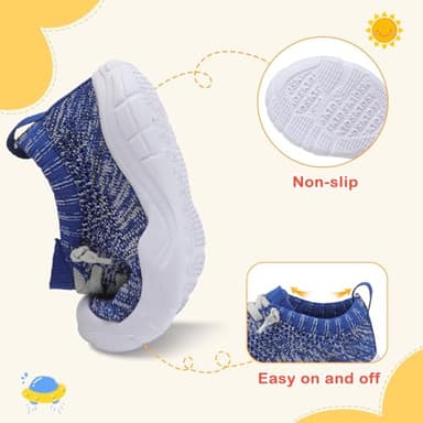 LeIsfIt Toddler Boys Girls Shoes Tennis Shoes Kids Slip on Shoes Breathable Barefoot Sneakers Blue Size 8 - Image 3