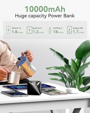 T-CORE Mini Portable Charger,Small 10000mAh Power Bank for Travel,USB c in/Out Fast Charging 3-in/Out Compact Battery Pack Compatible with ipone Samsung Galaxy and More - Image 3