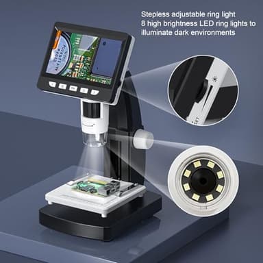 Digital Microscope, 1080P 2MP HD LCD Screen 50-1000X Magnifier Camera with 8 LED Lights, 32GB SD Card - Model DM4 Lite, for Circuit Board Inspection, Jewelry Examination - Image 5
