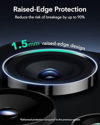 ESR for Samsung Galaxy S25 Ultra Camera Lens Protector, Individual Lens Protectors, Ultra-Thin Tempered Glass with Aluminum Edging, Case Friendly, 1 Set, Black | Ultra-Thin, Tempered Glass, with Aluminum Edging, Case Friendly - Image 3