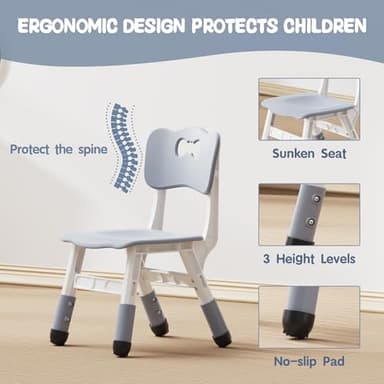 Brelley Kids Table and 4 Chairs Set, Height Adjustable Toddler Desk and Chair Set, Graffiti Desktop, Non-Slip Legs, Max 300lbs, Children Multi-Activity Table for Ages 2-8 - Image 5