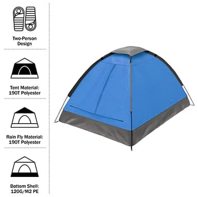 2 Person Camping Tent with Rain Fly and Carrying Bag - Lightweight Outdoor Tent for Backpacking, Hiking, or Beach Use by Wakeman Outdoors (Blue) - Image 3