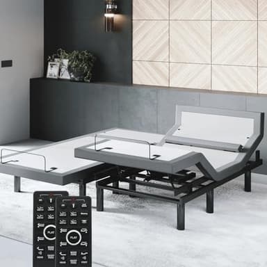 Sven & Son Bliss Adjustable Bed Base-Frame Only, Head and Foot Lift, Lumbar Support, Head-Pillow-Tilt, Massage, Under-Bed Lights, USB, Memory Positions, Zero Gravity - Split King - Image 1