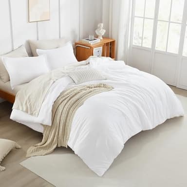 Litanika White Comforter King Size, 3 Pieces Lightweight Solid Bedding Comforter Set, All Season Fluffy Bed Set (104x90In Comforter & 2 Pillowcases) - Image 5