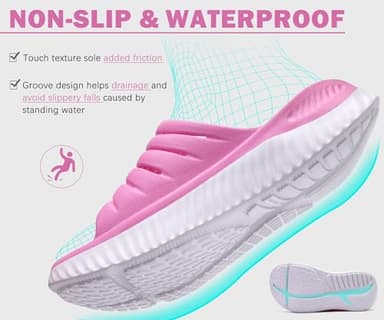 KuaiLu Womens Recovery Sandals Comfortable Plantar Fasciitis Arch Support Ladies Orthopedic Open Toe Slip On Running Sport Walking Slides Thick Athletic Cushion Slippers Summer Sliders Pink Size 6 - Image 9