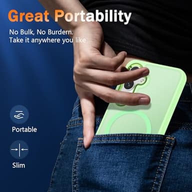 WRJ for Samsung Galaxy S25 Plus Case,Galaxy S24 Plus Case with Screen Protector,[Compatible with Magsafe] Slim Matte Translucent Magnetic Women Men Shockproof Protective Cover-Matcha Green - Image 6