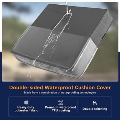 Favoyard Outdoor Seat Cushion Set 24 x 24 Inch Waterproof & Fade Resistant Patio Furniture Cushions with Removable Cover Deep Seat & Back Cushion with Handle and Adjustable Straps for Chair Sofa Couch - Image 4