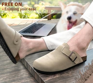 BULLIANT Comfort Clogs Slippers Sandals Nurse Work Shoes Unisex for Men Women with Cushioned Cork-Footbed(Camel-13 Women/11 Men) - Image 7