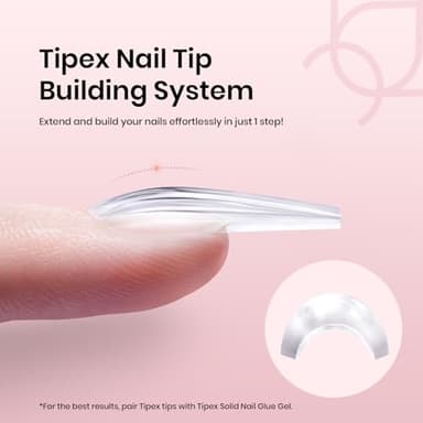 Beetles Tipex Instant Apex Nail Tips, 2 Boxes 256 PCS (Total 512 PCS), Pre-etched Long Coffin Acrylic Gel Nail Tips, Thick Clear Full Cover False Nails - Image 5