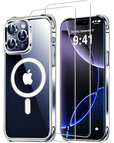 Mkeke for iPhone 15 Pro Max Case Compatible with Magsafe with 2X Screen Protector Military-Grade Drop Protection Clear - Image 1