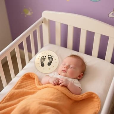 XCMVCN Baby Announcement Sign, 5.9 Inch Round Wooden Hello World Newborn Signs, Birth Announcement Sign: Equipped with Ink Pad Can Baby Handprints and Footprints for Photo Prop Hospital Nursery Gift - Image 6