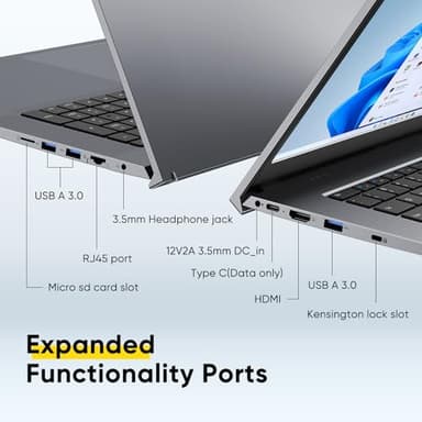 BWPED 18.5" Laptop | 24GB RAM + 1TB SSD | 3.4GHz Core m3 | 48Wh Battery | 3xUSB | HDMI | RJ45 | Dual-Band Wi-Fi | BT 5.0 | Space Grey - Image 7