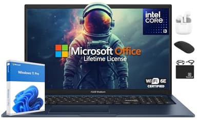 ASUS Vivobook 17 2025 Flagship Laptop, 17.3" FHD IPS Computer, Lifetime Office 2024, 6-Core Intel i3, 24GB RAM + 1TB Storage (512GB SSD + 500GB Ext), Wi-Fi 6E, HubxcelAccessory, Win 11 Pro Copilot AI - Image 1
