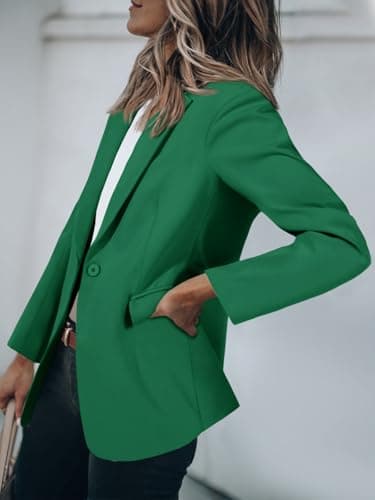 Cicy Bell Womens Casual Blazers Open Front Long Sleeve Work Office Suit Jackets Blazer Deep Green - Image 3