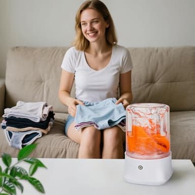 Anbanglin Mini Portable Washing Machine - USB Rechargeable 1L Small Washer with 2 Modes Deep Cleaning for Underwear, Socks & Baby Clothes, Compact Travel Laundry for Apartment, Dorm, Camping, White - Image 8