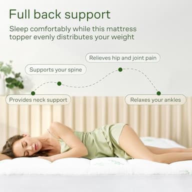 Ultra Soft Full Size Mattress Topper - Viscose Made from Bamboo Pillow Top Mattress Pad for Back Pain Relief - Naturally Cooling for Hot Sleepers, Green - Image 5
