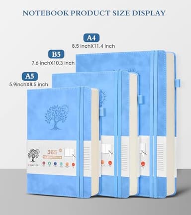 PERCUN B5 Lined Journal Notebook - 365 Page Large Leather Journals for Writing Women Men，Hardcover Notebook with 100Gsm Thick Pages，Daily Diary for Travel, Work，School，College Ruled (7.6" x 10.3") - Image 2