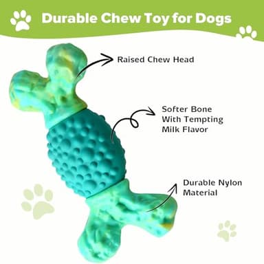 Rensh Tough Dog Chew Toys for Aggressive Chewers, Almost Indestructible Dog Toys for Medium Large Breed, Super Bone Chew Toy to Keep Them Busy & Reduce Boredom, Teeth Cleaning & Training, Milk Flavor - Image 2