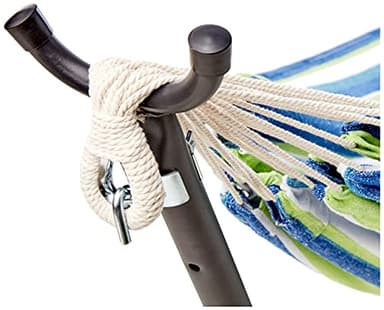 Amazon Basics Double Hammock with 9-Foot Space Saving Steel Stand and Carrying Case, 450 lb Capacity, Oasis Stripe, 110 x 47 x 43 inches - Image 5