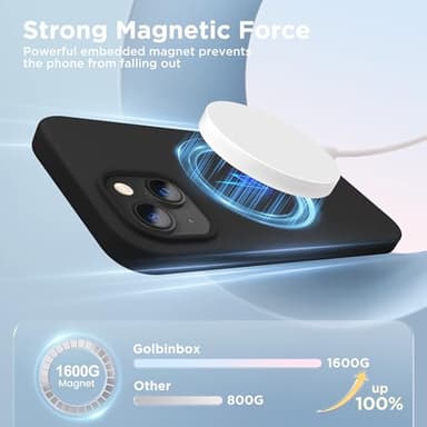 GolbinBox Magnetic for iPhone 15 Case, Compatible with MagSafe, [Soft Anti-Scratch Microfiber Lining], Slim Liquid Silicone Shockproof Protective Phone Case for iPhone 15 6.1 inch, Black - Image 3