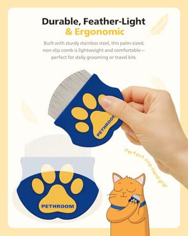 [PETHROOM] Professional Eye Comb for Pets | Stainless Steel Tear Stain Remover for Cats & Dogs | Gentle Round-Head Grooming Tool | Compact & Portable for Eye Gunk Removal - Image 6