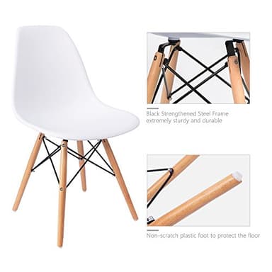 Furmax Modern Style Dining Chair Mid Century Modern DSW Chair, Shell Lounge Plastic Chair for Kitchen, Dining, Bedroom, Living Room Side Chairs Set of 4(White) - Image 7