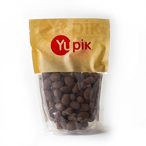Yupik Mexican Vanilla Dark Chocolate Covered Almonds, 1.1 lb (17.6 oz), Kosher, GMO-Free, Whole Almonds Dipped in Dark Chocolate, Mexican Vanilla & Spicy Pepper, Chocolate Candy, Sweet Snacks - Image 1