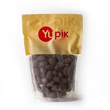 Yupik Mexican Vanilla Dark Chocolate Covered Almonds, 1.1 lb (17.6 oz), Kosher, GMO-Free, Whole Almonds Dipped in Dark Chocolate, Mexican Vanilla & Spicy Pepper, Chocolate Candy, Sweet Snacks - Image 1